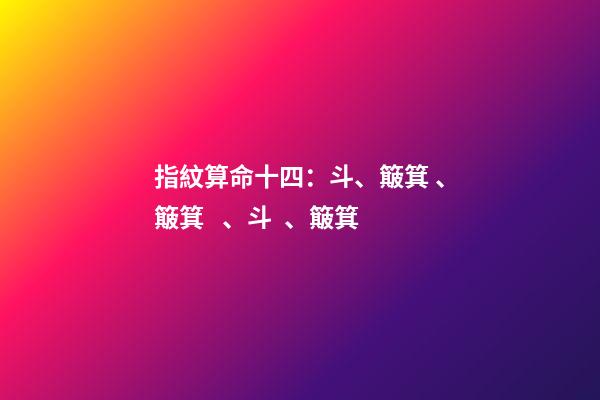 指紋算命十四：斗、簸箕、簸箕、斗、簸箕